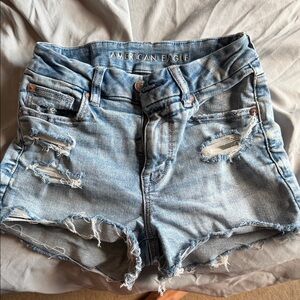American Eagle Outfitters Light Blue Distressed Jean Shorts
